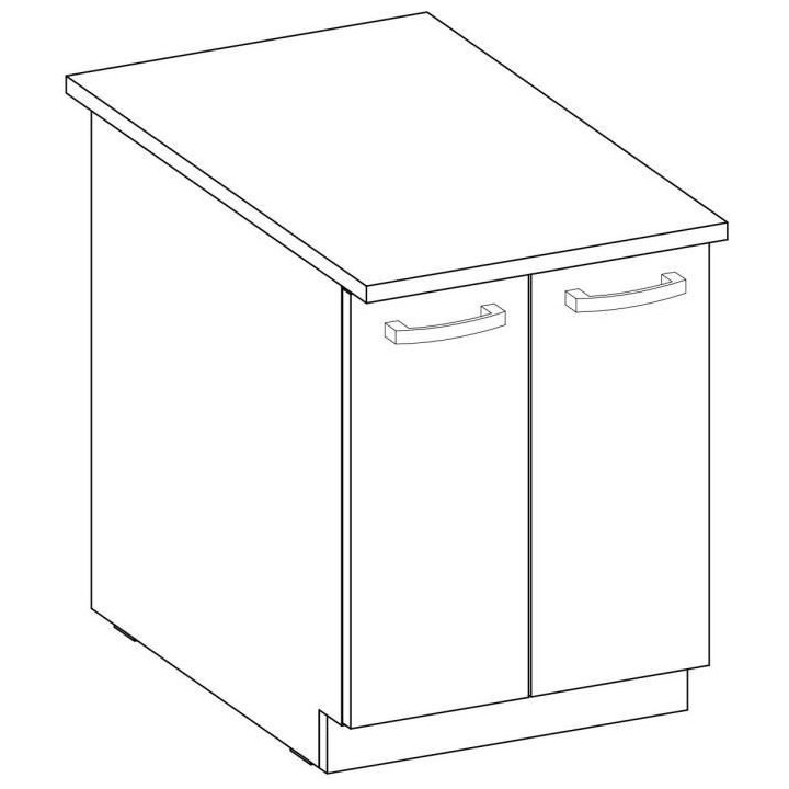 Meuble bas 2 portes battantes - Gris mat - L 60 x P 51,6 x H 85 cm - L