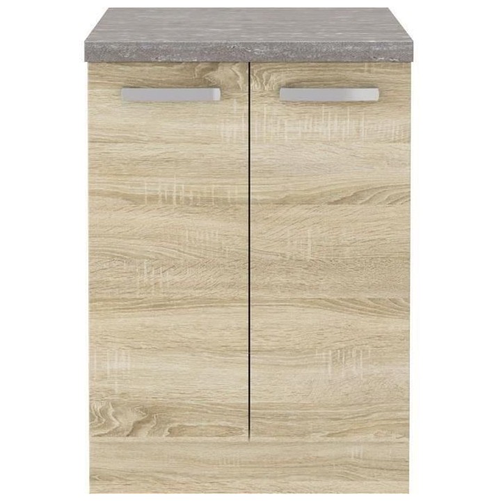 Meuble bas 2 portes battantes - Décor chene sonoma - L 60 x P 51,6 x