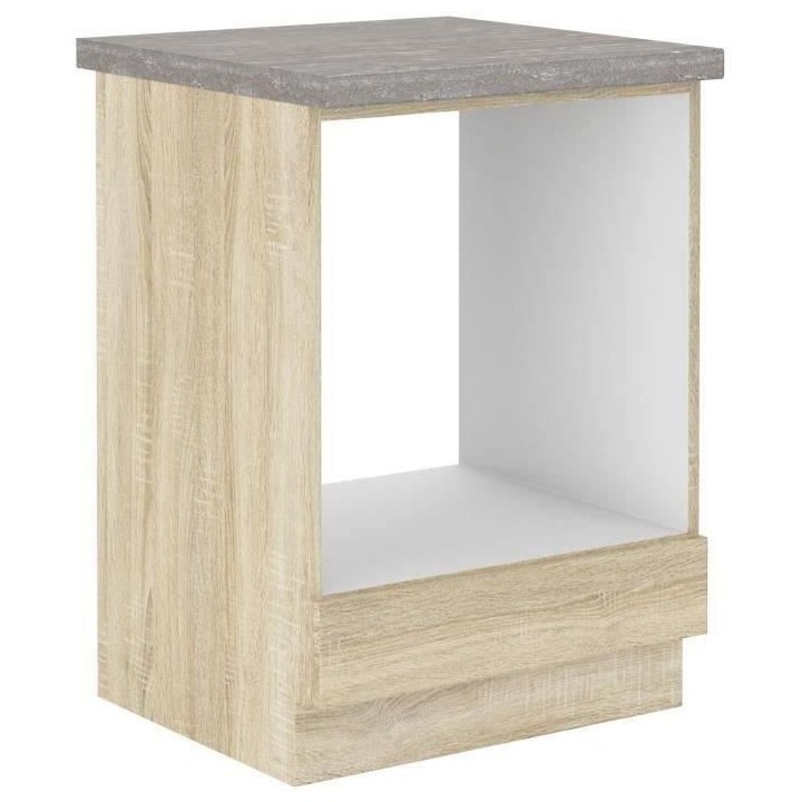 Meuble bas pour four encastrable avec plan de travail - Décor chene s