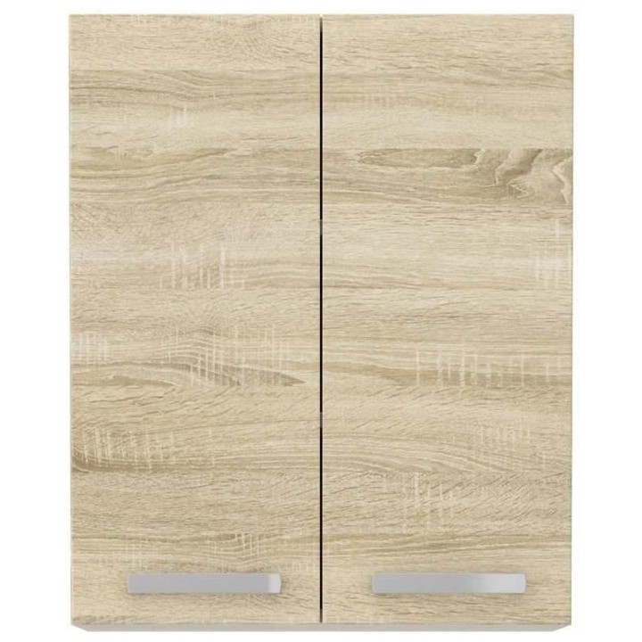 Meuble haut 2 portes battantes - Décor chene sonoma - L 60 cm x P 31,