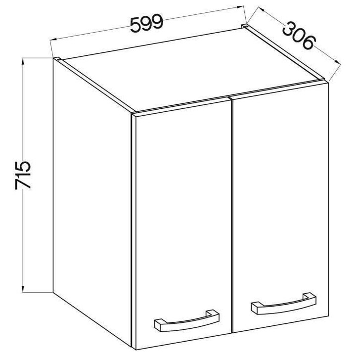 Meuble haut 2 portes battantes - Décor chene sonoma - L 60 cm x P 31,