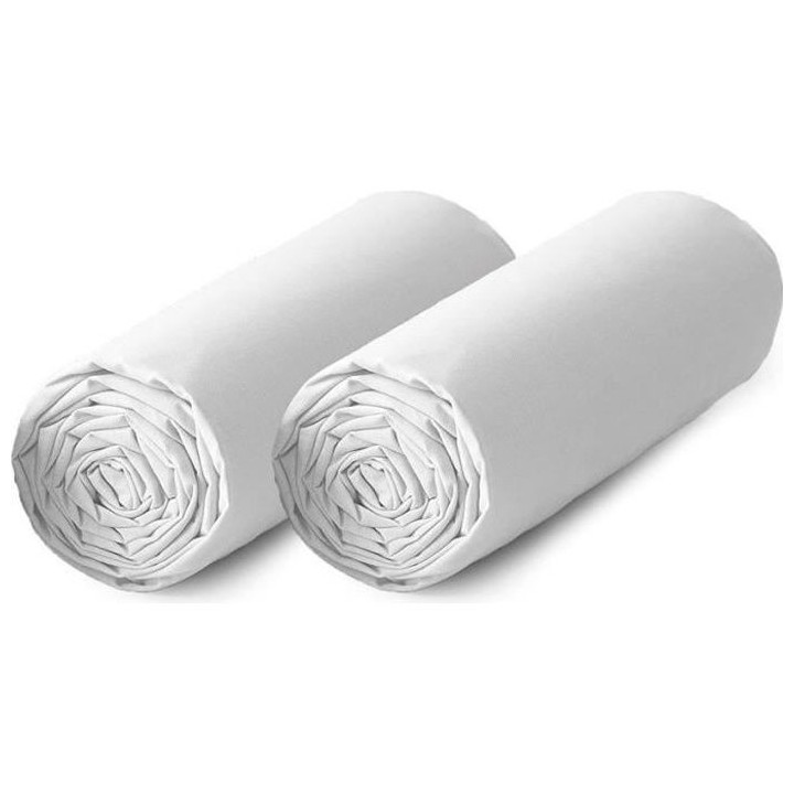 TODAY Lot de 2 draps housse 100% coton - 90x190 cm - Blanc TODAY