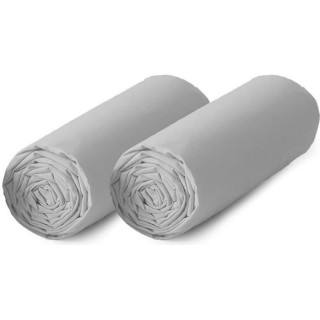 TODAY Lot de 2 draps housse 100% coton - 160x200 cm - Gris clair TODAY