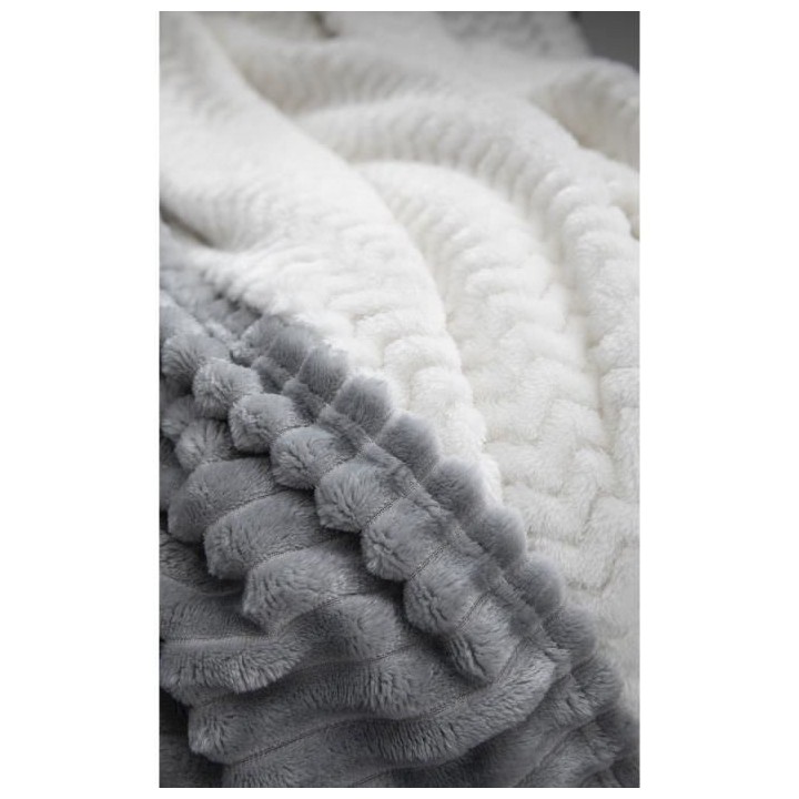 TODAY Plaid 100% Polyester FLOCON MOUNTAIN 125x150cm - Gris TODAY