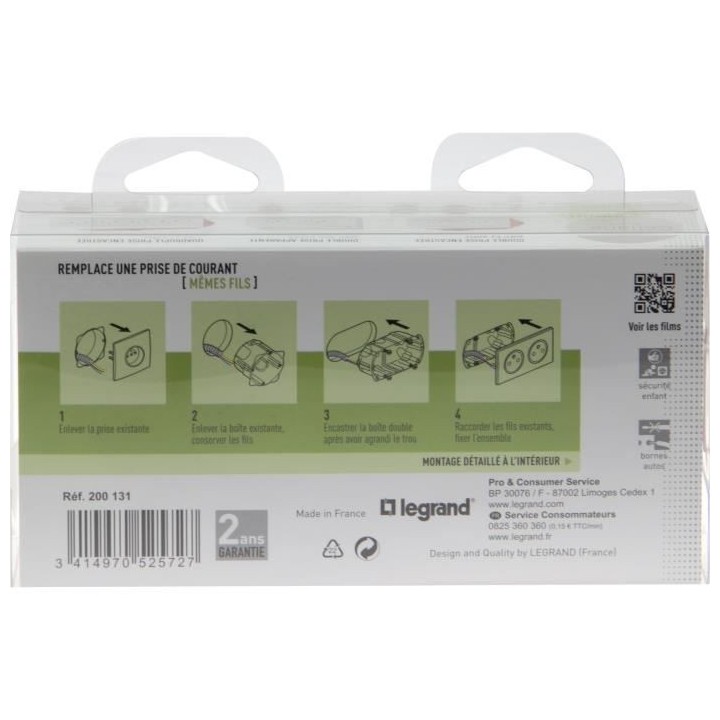 LEGRAND Celiane Double prise de courant avec terre affleurante précab