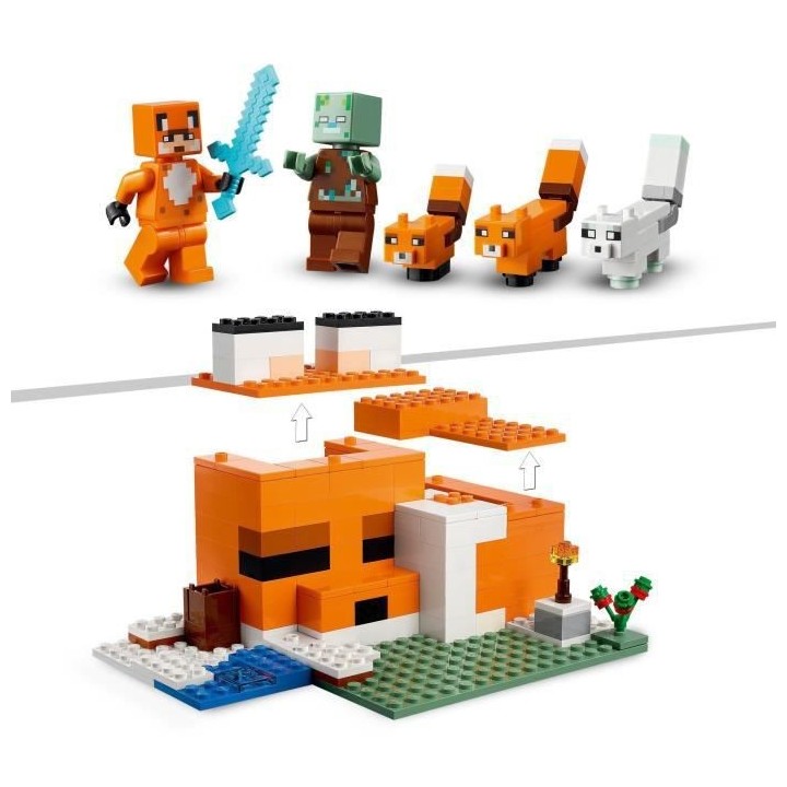 LEGO 21178 Minecraft Le Refuge du Renard, Jouet de Construction Maison