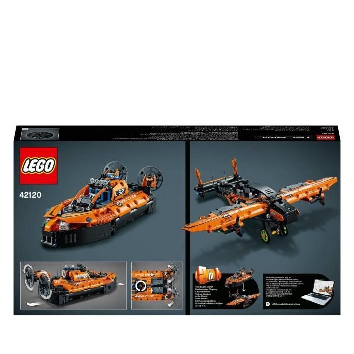 LEGO Technic 42120 Aéroglisseur de Sauvetage, et Avion Bimoteur, Joue