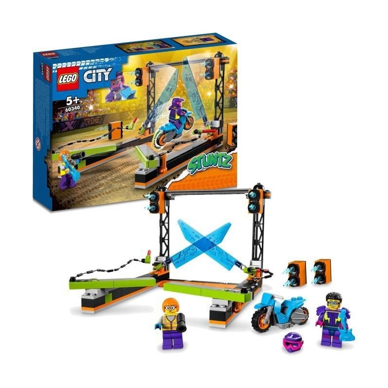 LEGO 60340 City Stuntz Le Défi de Cascade : Les Lames, Jouet de Moto Cross avec Cascadeur pour Garçons et Filles de 5 Ans et P