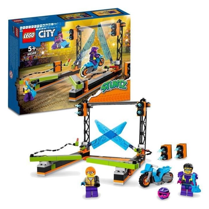 LEGO 60340 City Stuntz Le Défi de Cascade : Les Lames, Jouet de Moto