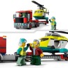 LEGO 60343 City Great Vehicles Le Transport de L'Hélicoptere de Secours, Camion Jouet Cadeau pour les Enfants des 5 Ans