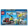 LEGO 60343 City Great Vehicles Le Transport de L'Hélicoptere de Secours, Camion Jouet Cadeau pour les Enfants des 5 Ans