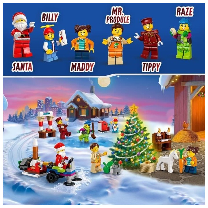 LEGO City 60352 Calendrier de l'Avent 2022, Jouet, Figurine Pere Noël
