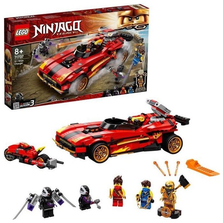 LEGO NINJAGO 71737 Le Chargeur Ninja X-1, Jouet de Voiture et Moto, 5