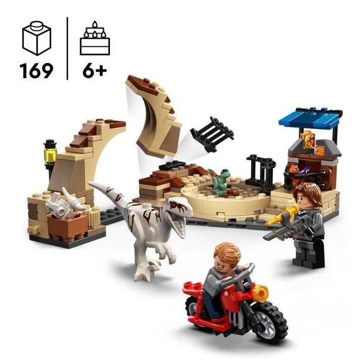 LEGO 76945 Jurassic World La Poursuite en Moto de l'Atrociraptor, Dino