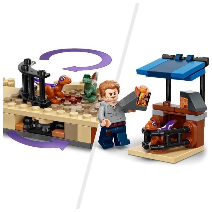 LEGO 76945 Jurassic World La Poursuite en Moto de l'Atrociraptor, Dino