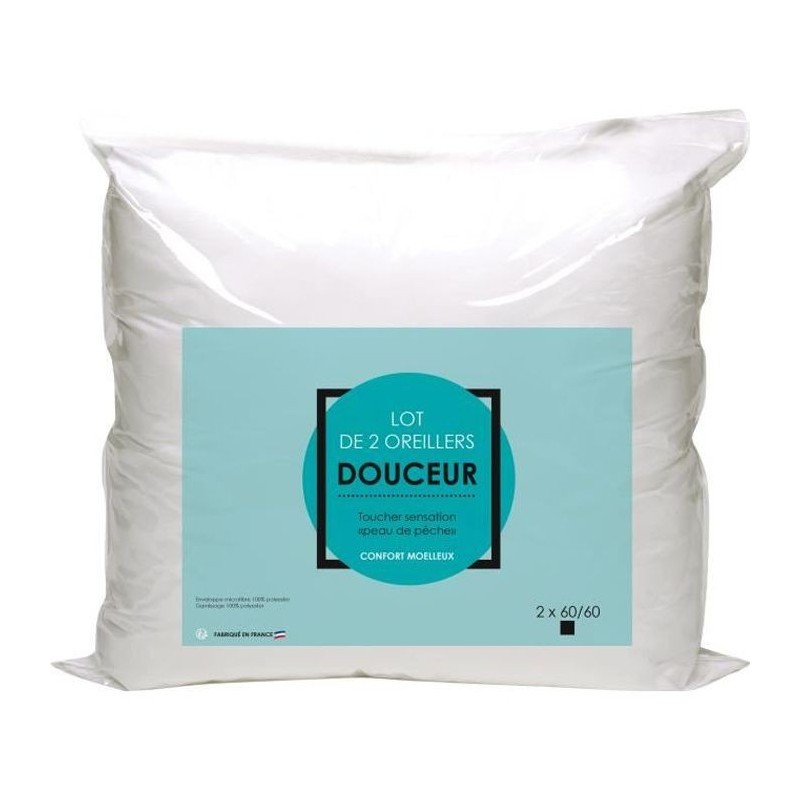 Lot de 2 oreillers Microfibre 60x60cm