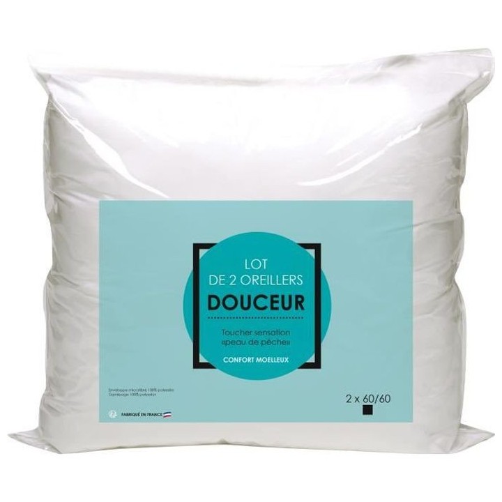 Lot de 2 oreillers Microfibre 60x60cm