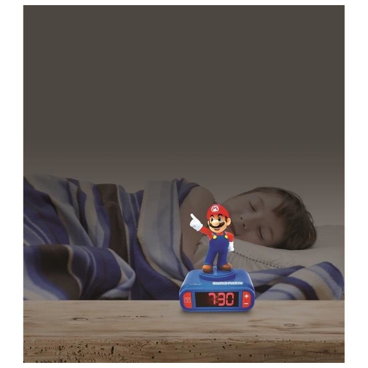 SUPER MARIO - Réveil digital avec veilleuse lumineuse en 3D et effets