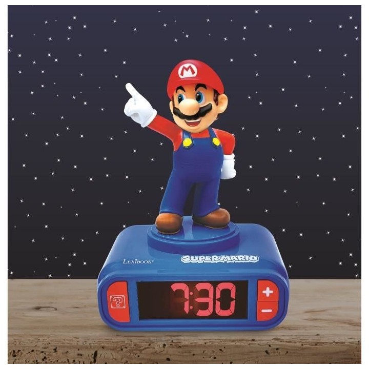 SUPER MARIO - Réveil digital avec veilleuse lumineuse en 3D et effets