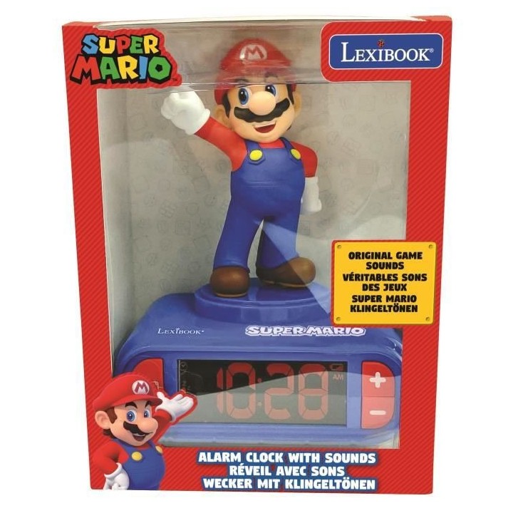 SUPER MARIO - Réveil digital avec veilleuse lumineuse en 3D et effets