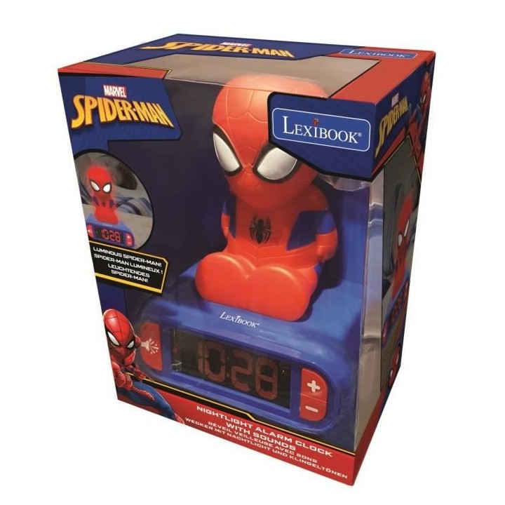 SPIDER-MAN - Réveil digital avec veilleuse lumineuse en 3D et effets
