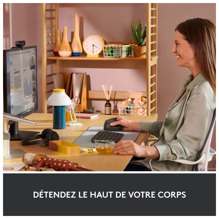 Souris Sans Fil Logitech Lift Ergonomique Verticale, Bluetooth ou réc