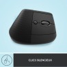 Souris Sans Fil Logitech Lift Ergonomique Verticale, Bluetooth ou récepteur USB Logi Bolt, Silencieuse - Graphite