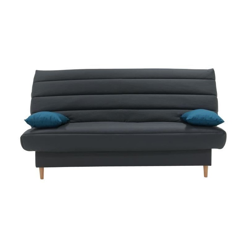 Banquette clic clac 3 places - Tissu anthracite - Style scandinave - L 190 x P92 cm - LIV