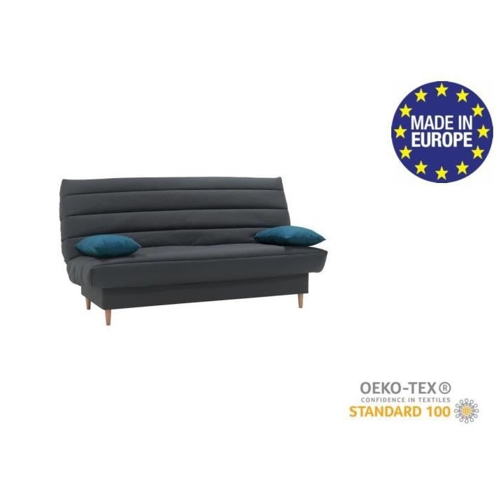 Banquette clic clac 3 places - Tissu anthracite - Style scandinave - L