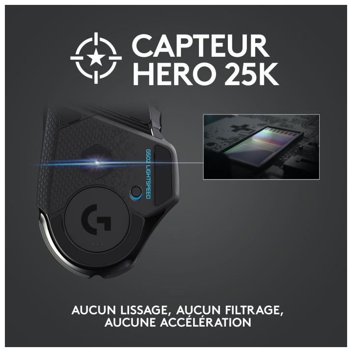 LOGITECH G - Souris gaming sans fil G502 Lightspeed - Noir