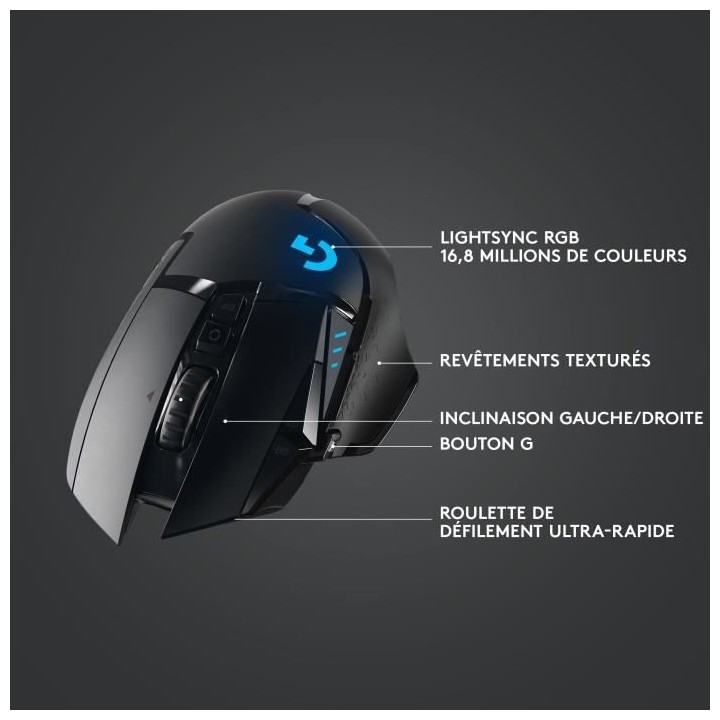 LOGITECH G - Souris gaming sans fil G502 Lightspeed - Noir