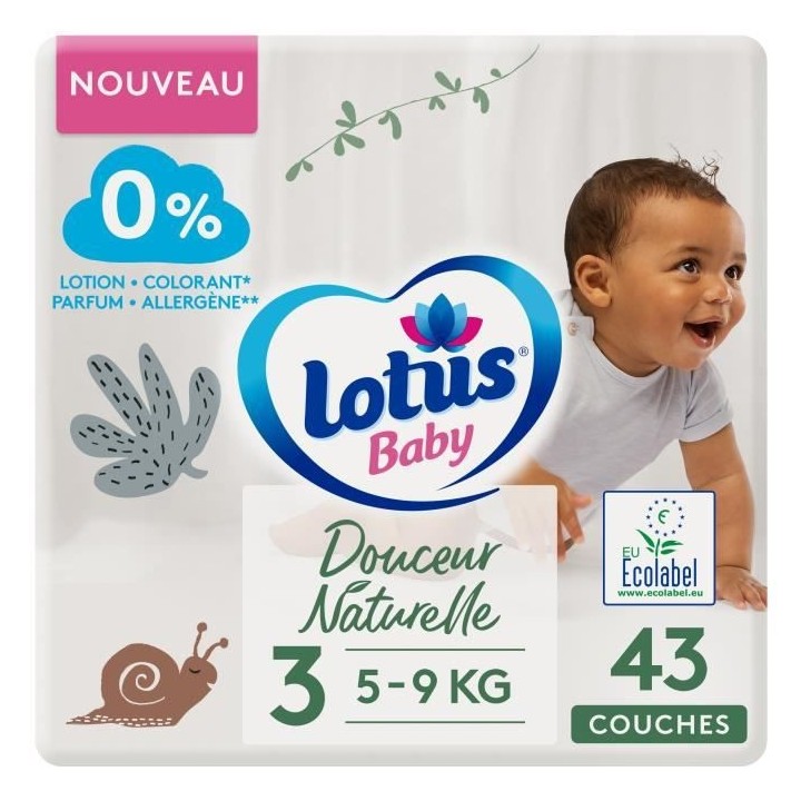 LOTUS BABY Couches Douceur Naturelle taille 3 - 5 a 9 kg - Le paquet d