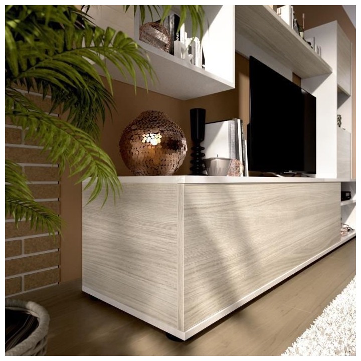 Ensemble Meuble TV : meuble tv 175 cm + 1 étagere + 2 modules - Chene