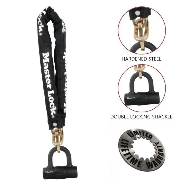 Master Lock Chaîne avec serrure Mini U Acier 90 cm x 10 mm 8234EURDPR