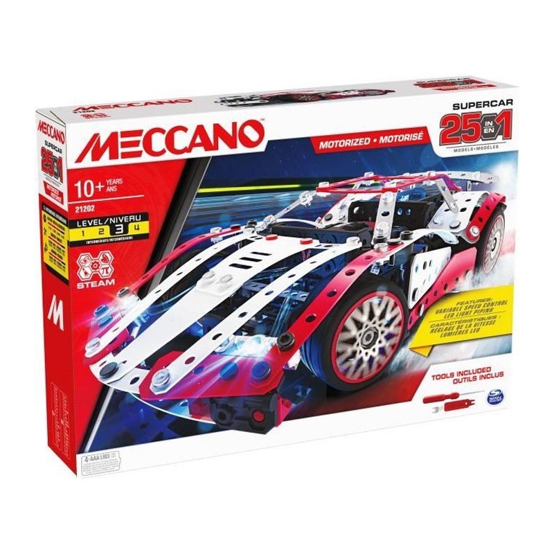 MECCANO - COFFRET SUPERCAR 25 MODeLES MOTORISÉS - 6062054 - Voiture Enfant Motorisée & Jeu de Construction - 25 Modeles a Cons