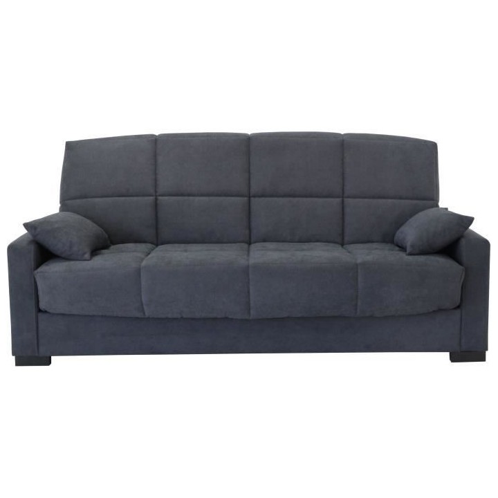 Canapé clic clac 3 places - Tissu gris - Matelas 17 cm - L223 x P96 x