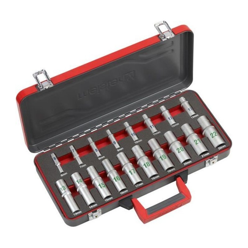 MEISTER Coffret a douilles longues 1/4+1/2 18 pieces