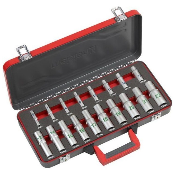 MEISTER Coffret a douilles longues 1/4+1/2 18 pieces