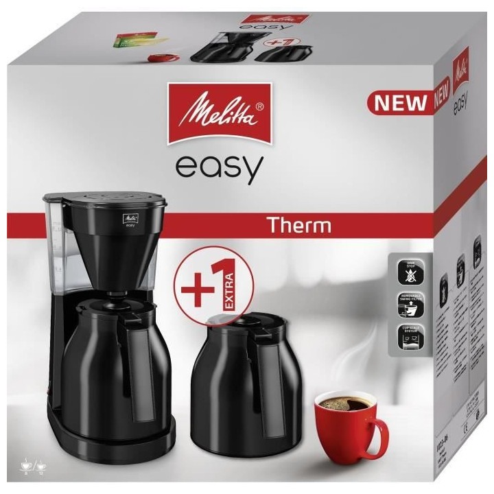 MELITTA Easy Therm II - Cafetiere filtre 1L - 1050 W + 2eme verseuse -