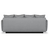 Banquette convertible avec le coffre - Tissu gris perle et coussins déco rose - L228 x P95 x H90 cm - MERINO