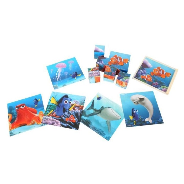 LE MONDE DE DORY Puzzle - Lot de 9 Cubes en bois - 6 Dessins - Mixte -