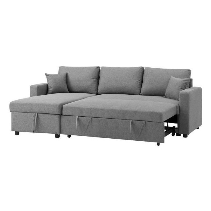 Canapé d'angle convertible grand couchage + coffre 3 places Owens - T