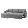 Canapé d'angle convertible grand couchage + coffre 3 places Owens - Tissu gris - L 228 x P 148 x H 86 cm