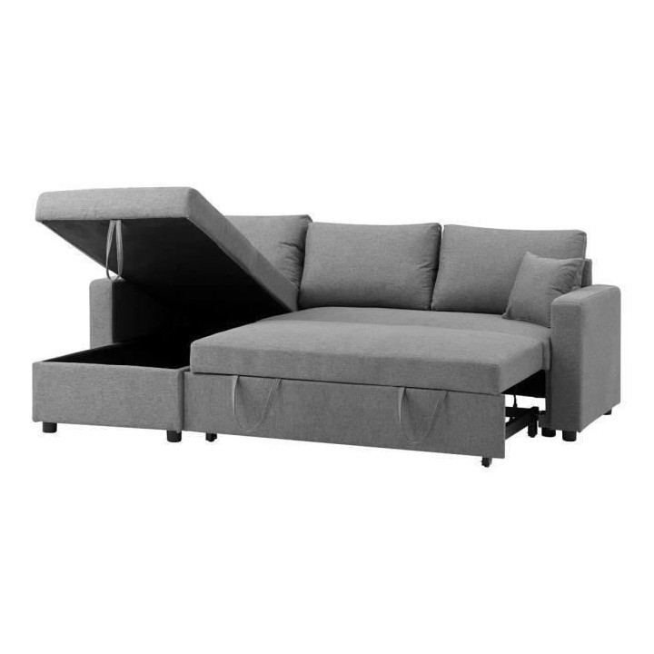 Canapé d'angle convertible grand couchage + coffre 3 places Owens - T