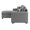 Canapé d'angle convertible grand couchage + coffre 3 places Owens - Tissu gris - L 228 x P 148 x H 86 cm