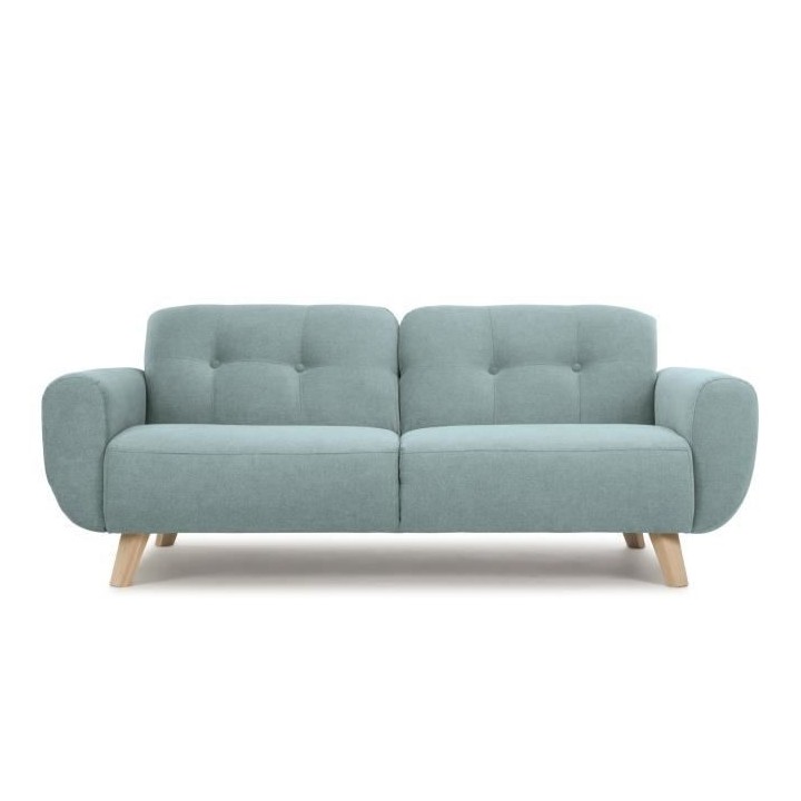 HEXAGONE - MORA Canapé Fixe 3 places - Tissu Vert grisé - L 194 x P