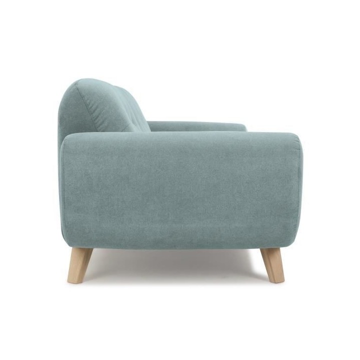 HEXAGONE - MORA Canapé Fixe 3 places - Tissu Vert grisé - L 194 x P