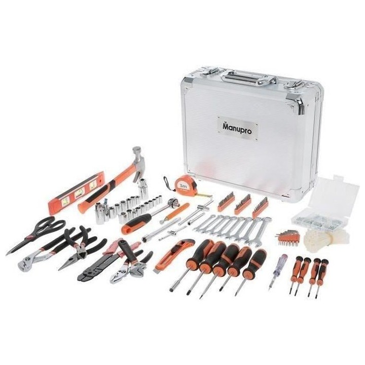 MANUPRO Valise multi-outils en aluminium - 725 outils et accessoires -