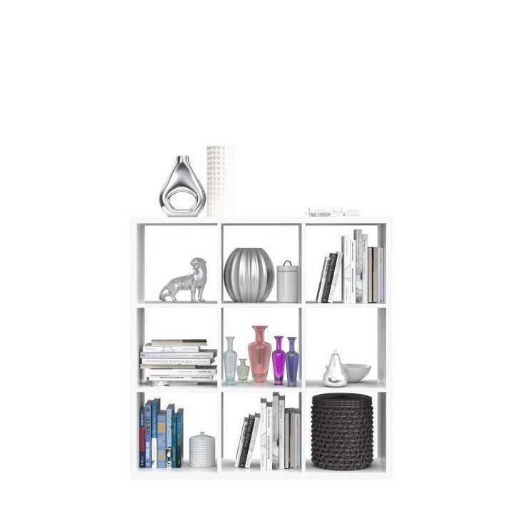 Etagere 9 niches - Décor papier blanc mat - MAURO