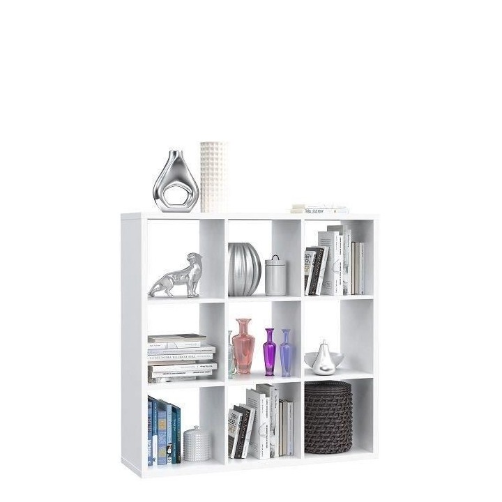 Etagere 9 niches - Décor papier blanc mat - MAURO